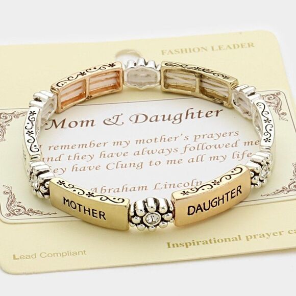 "Mother and Daughter" Tri-Tone Bracelet with Card - Picture 1 of 5